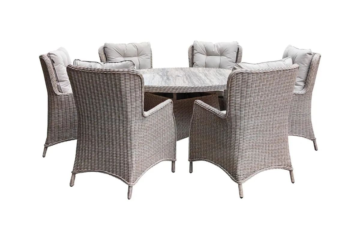 Luxury 6-Seater Round Rattan Garden Dining Set - Image 2