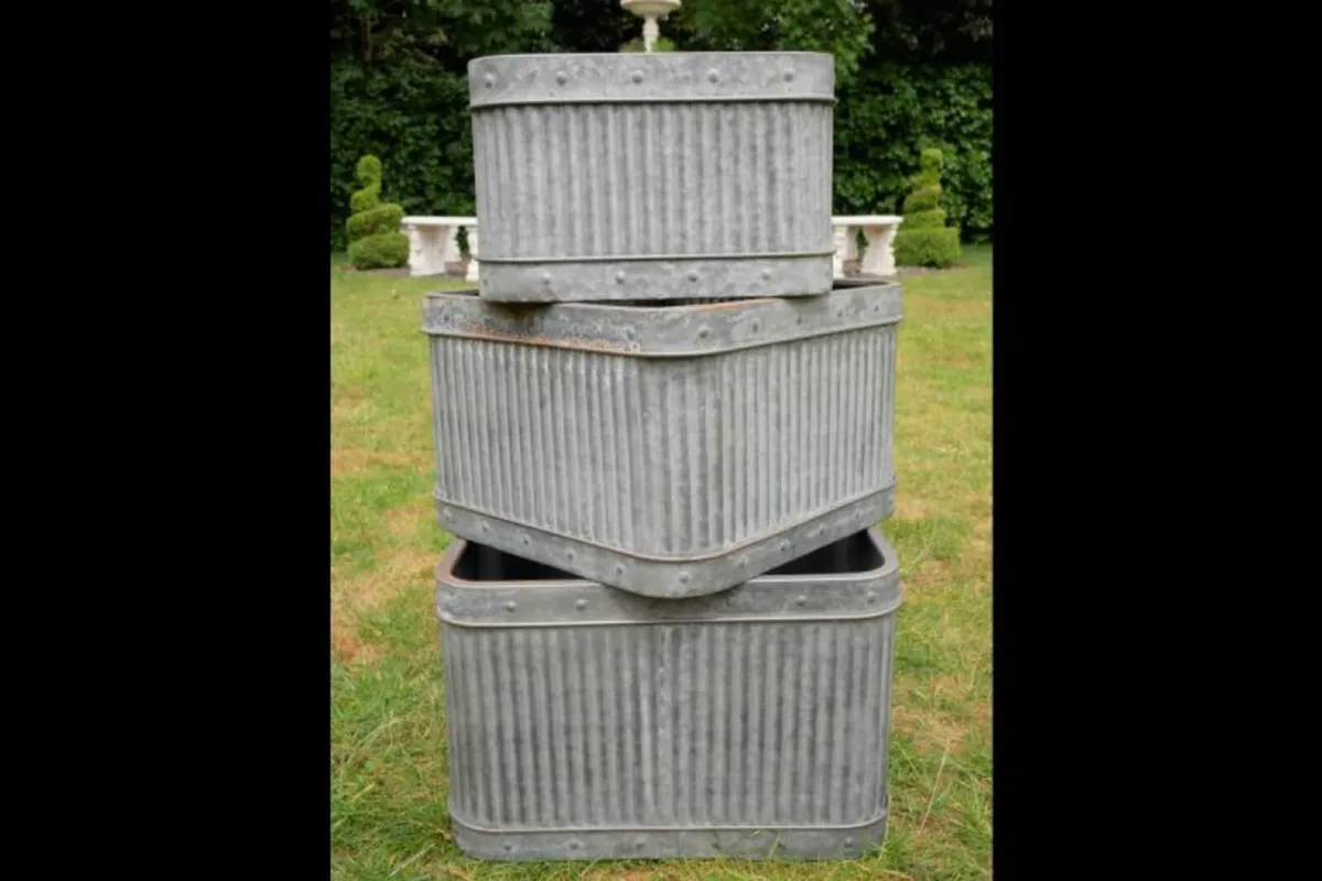 Planter – Set Of 3 Square Tubs – D7089 - Image 1