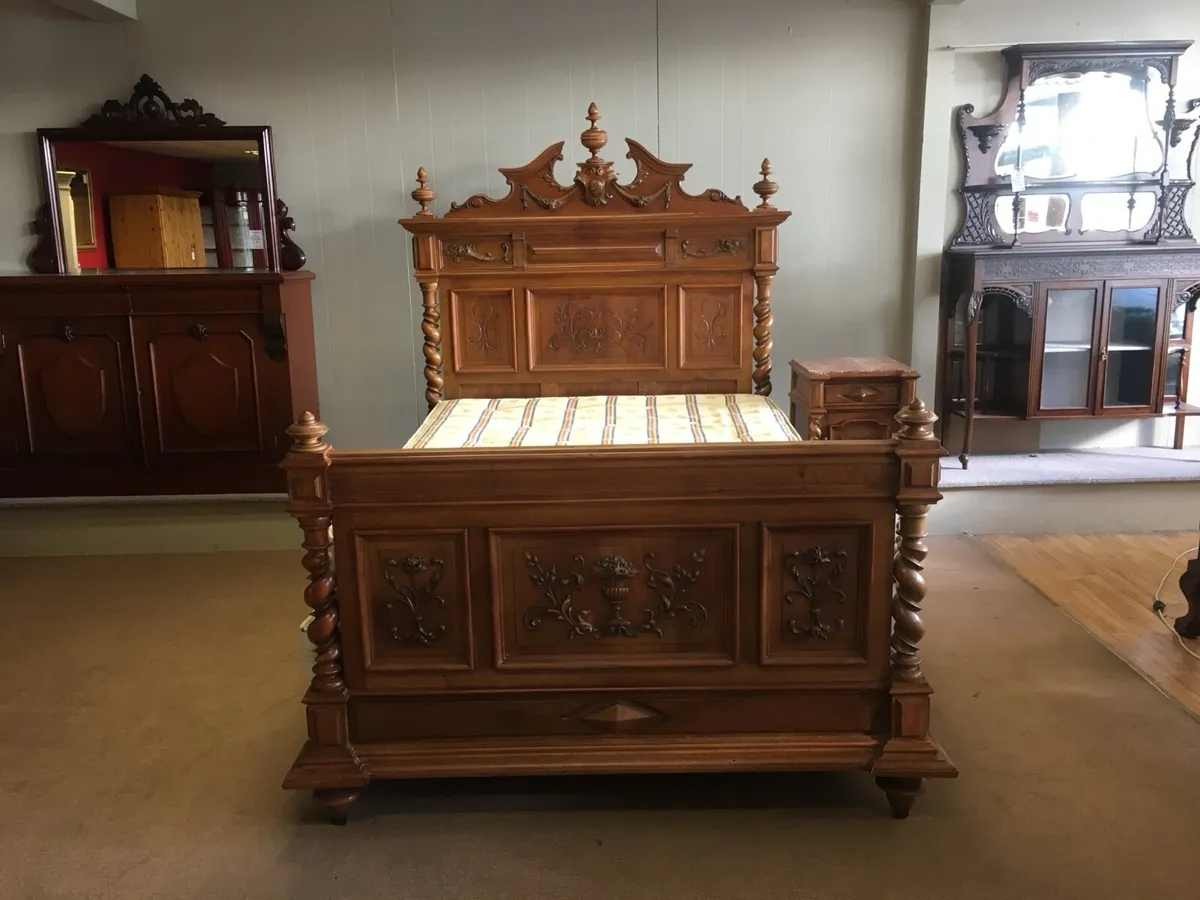 French Antique Walnut Bed Set - Image 2