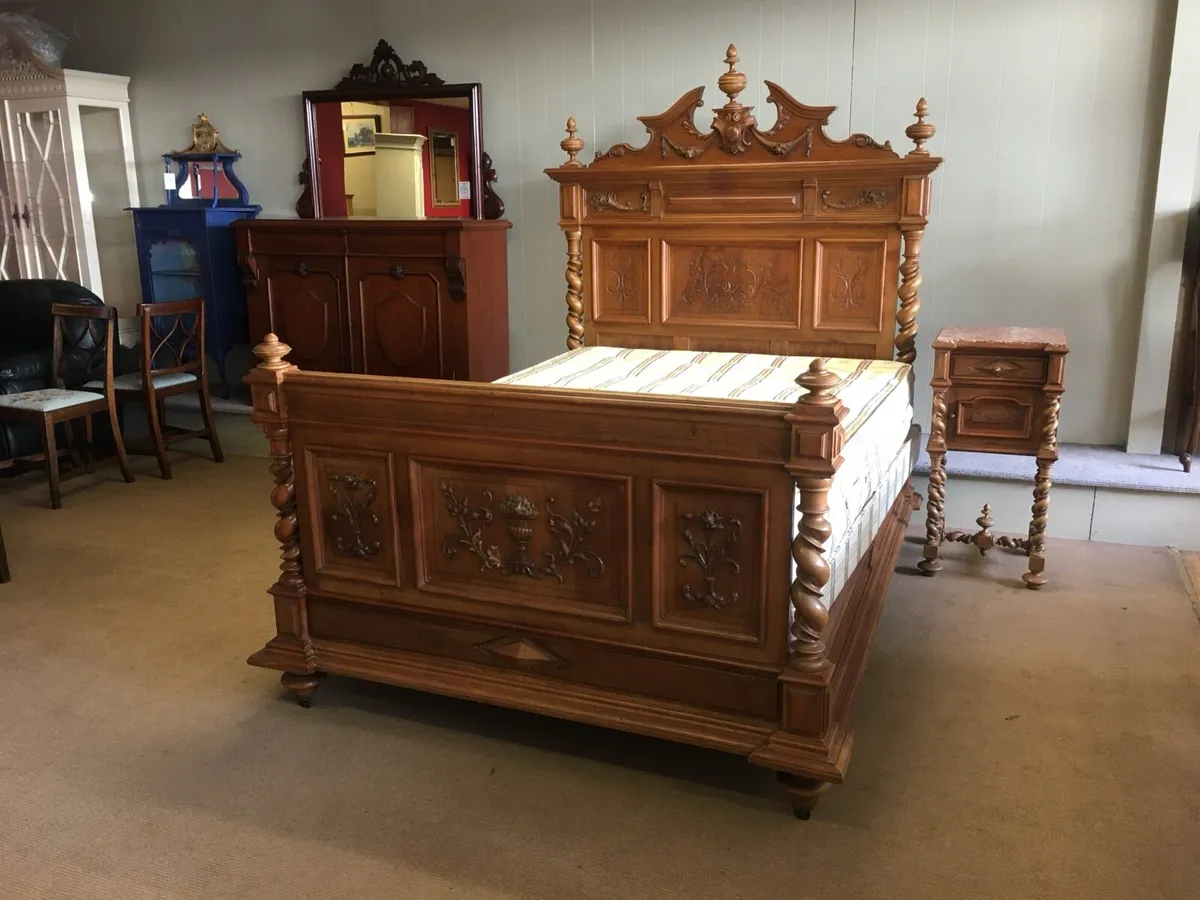 French Antique Walnut Bed Set - Image 4