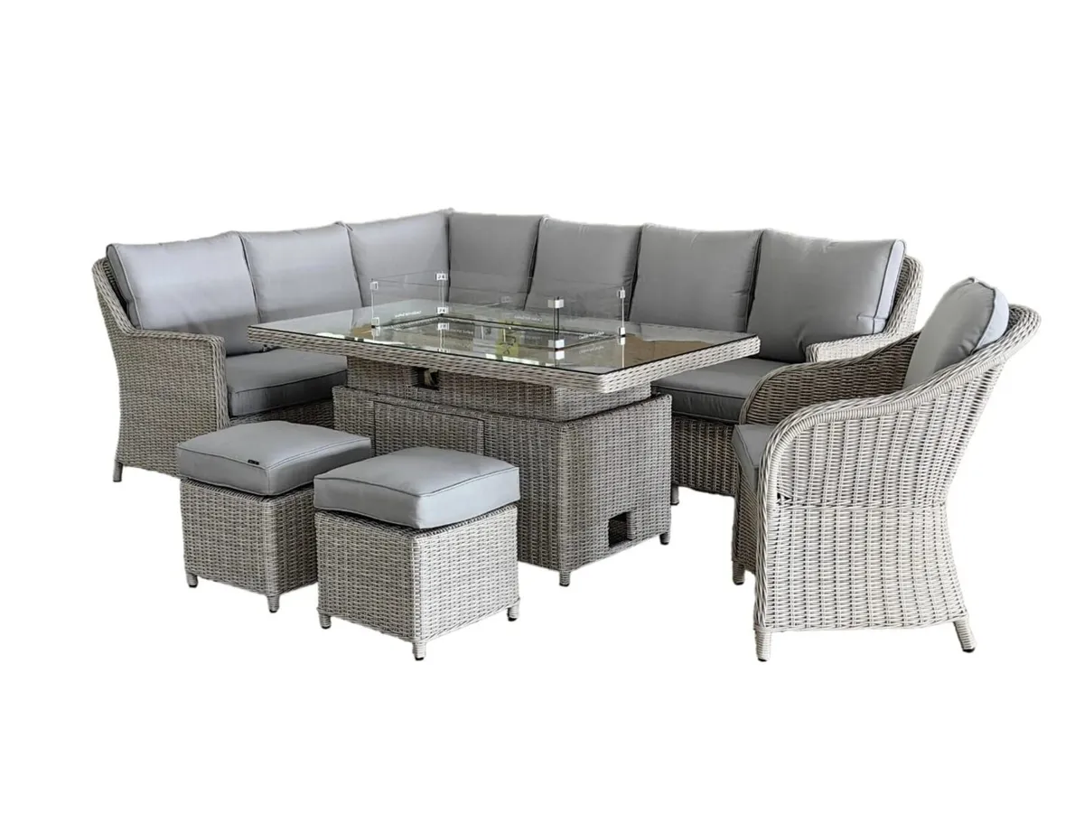 Luxury Rattan Corner Sofa Firepit Set - Image 2