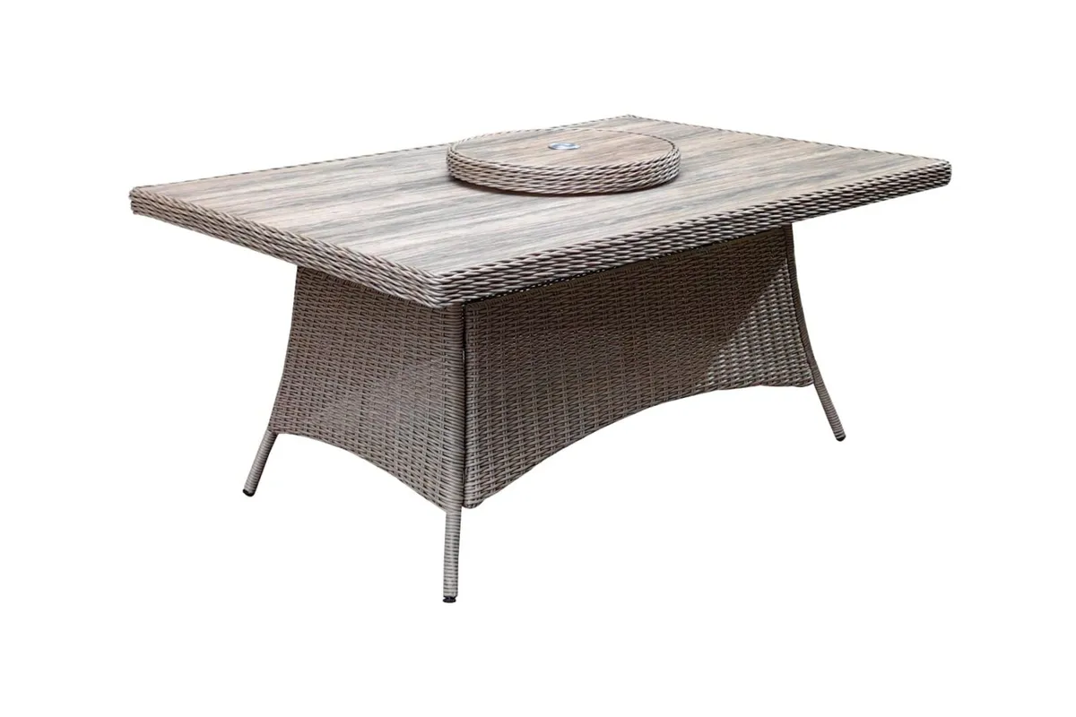 Luxury 6-Seater Rectangular Rattan Garden Dining S - Image 2