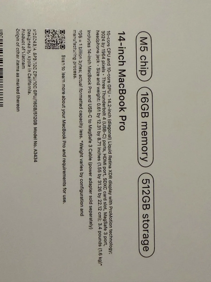 MacBook Pro 14-inch 16/512 M5 2026 Sealed 1y Warr - Image 3