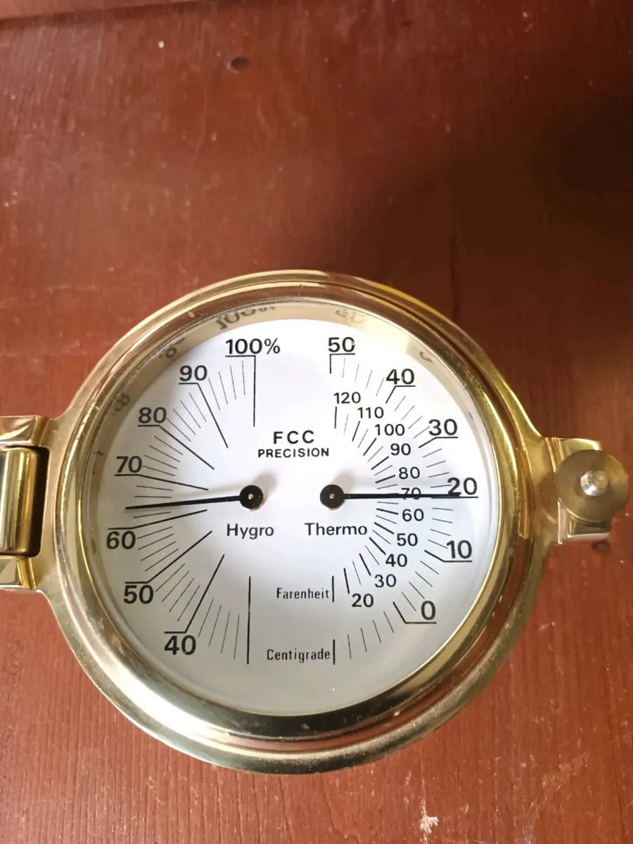 Heavy Brass Marine Cabin Thermometer - Image 1