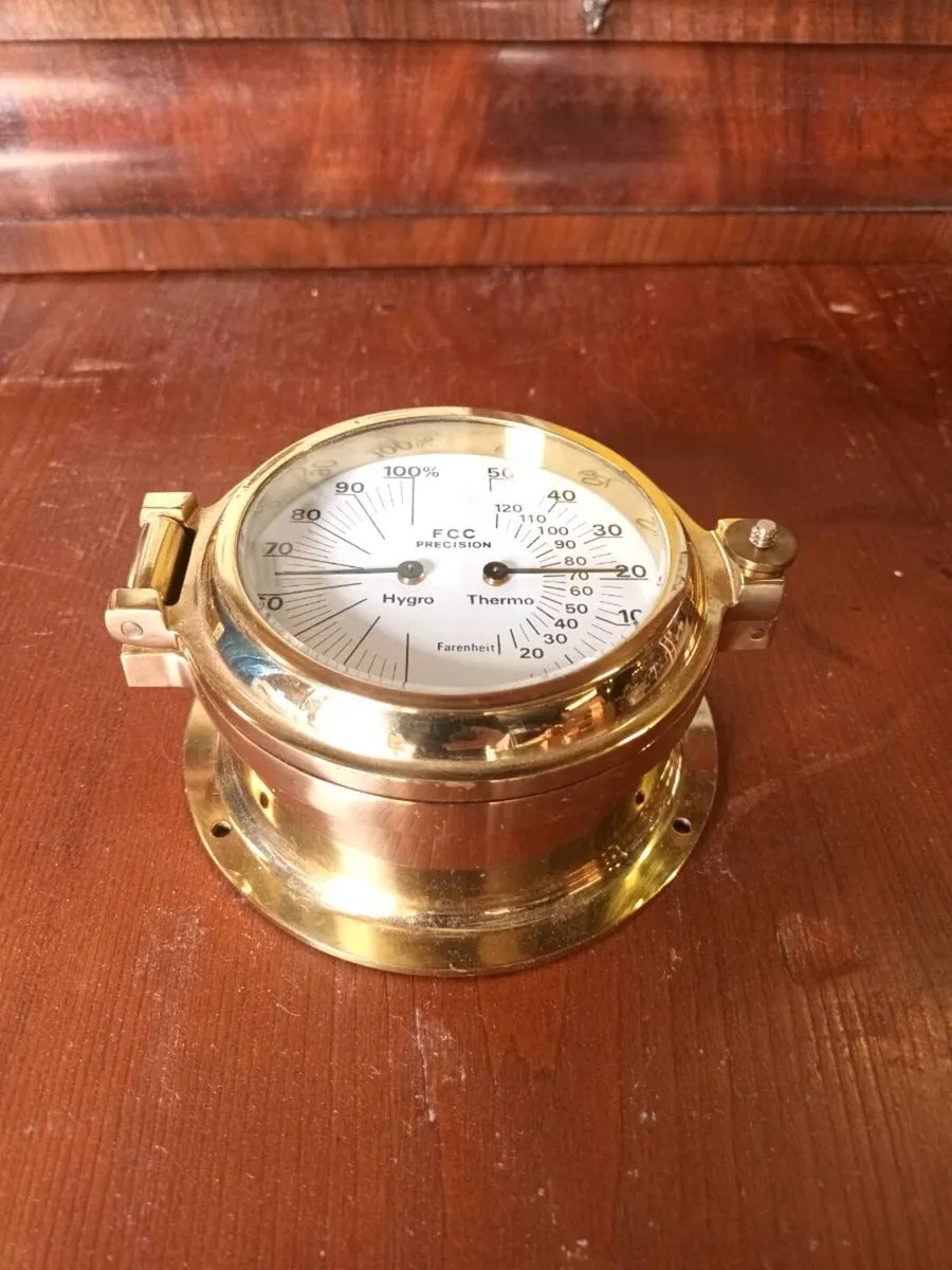 Heavy Brass Marine Cabin Thermometer - Image 3