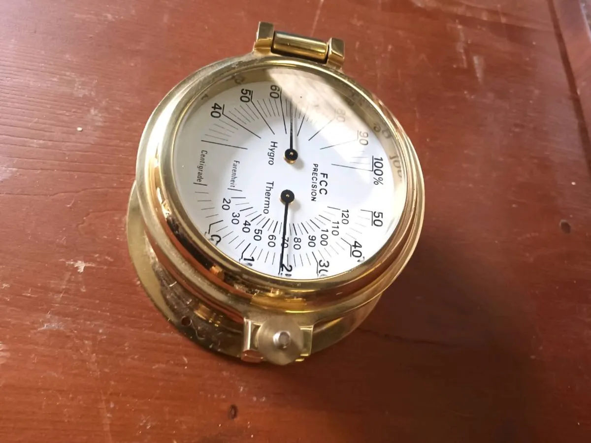 Heavy Brass Marine Cabin Thermometer - Image 4