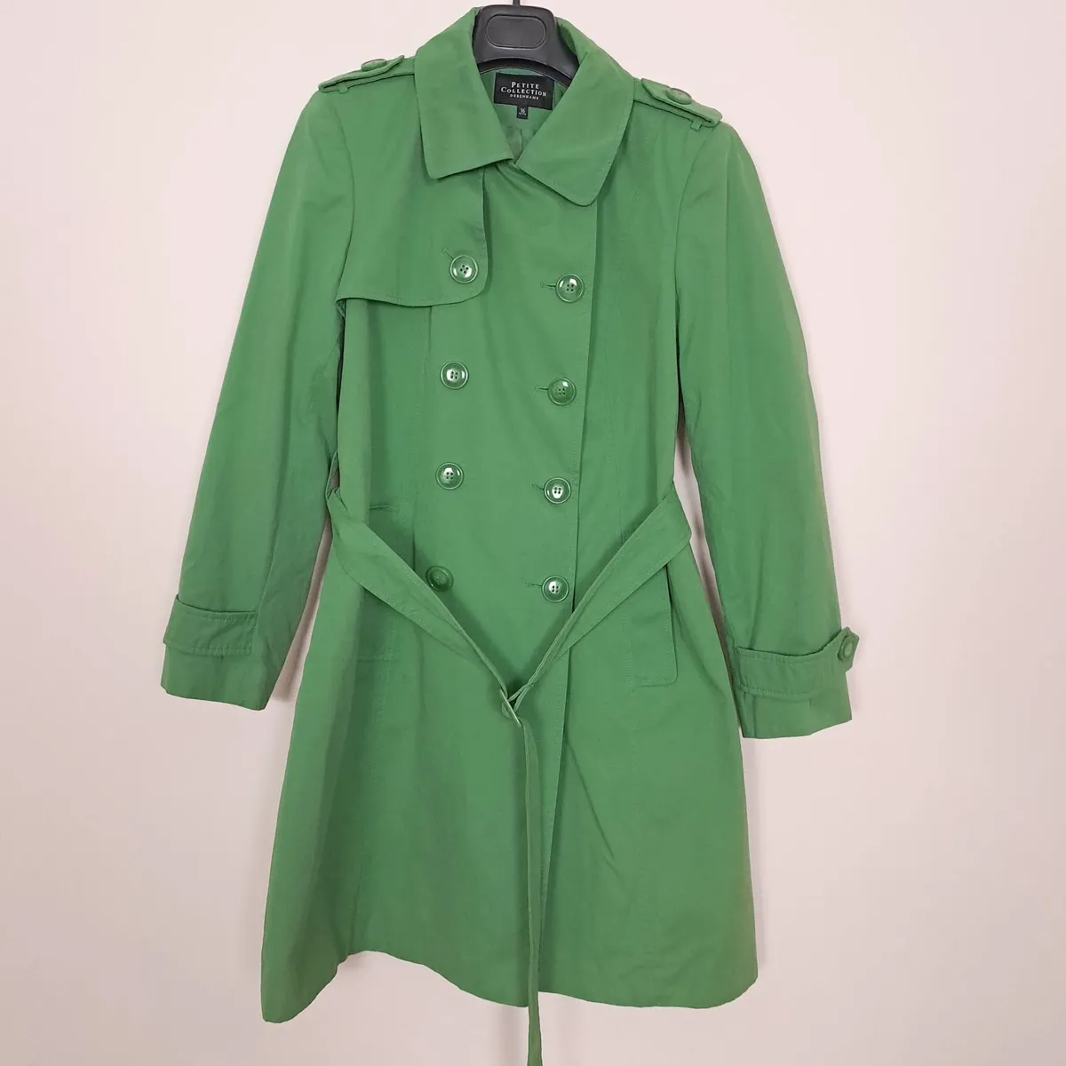 Debenhams Green Double Breasted Trench Coat 16UK - Image 1