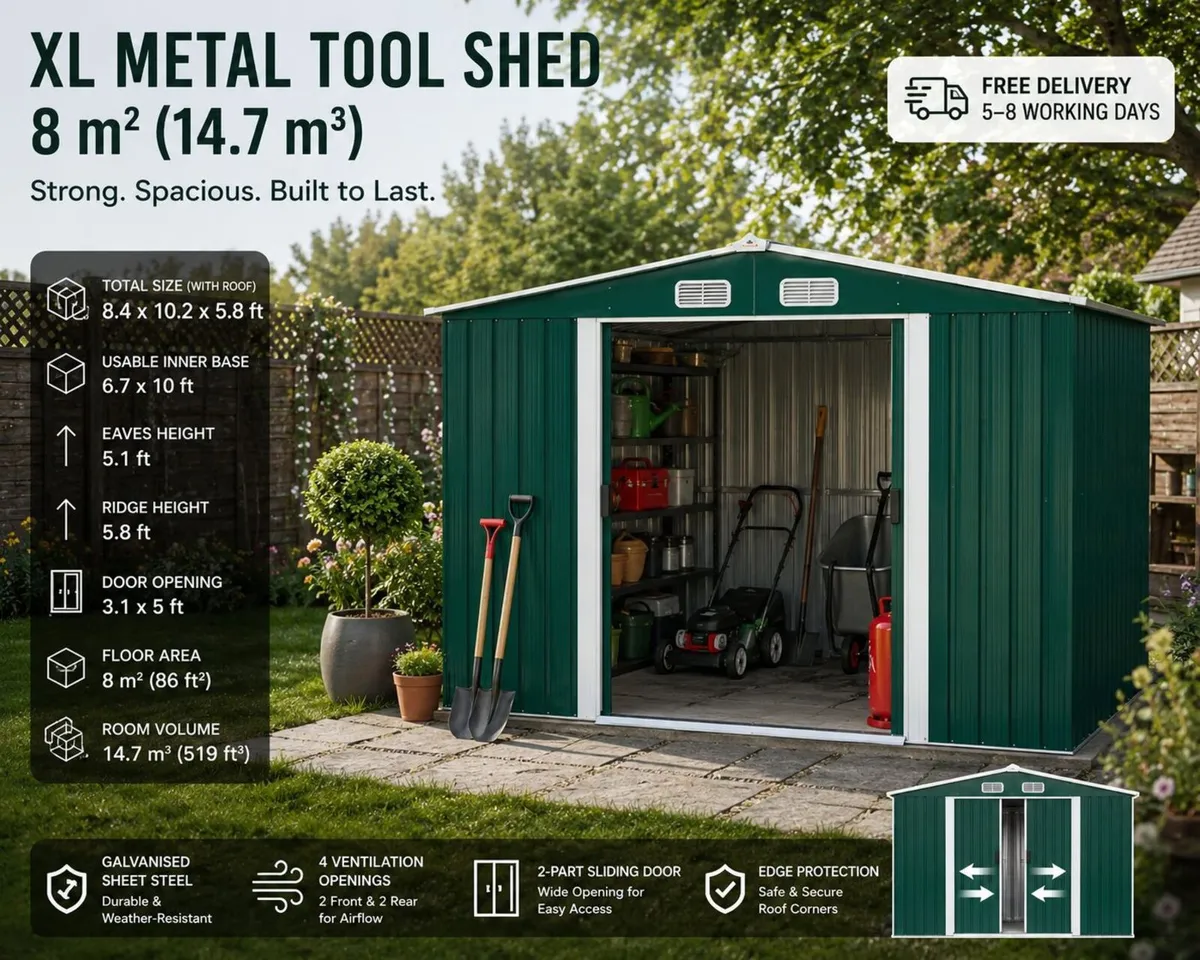 XL Metal Tool Shed 8 m² (14.7 m³) – Anthracite / - Image 1
