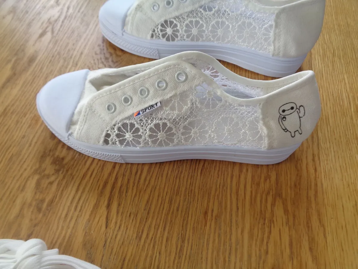 Ladies White, Summer Lace Trainers for Sale - Image 1