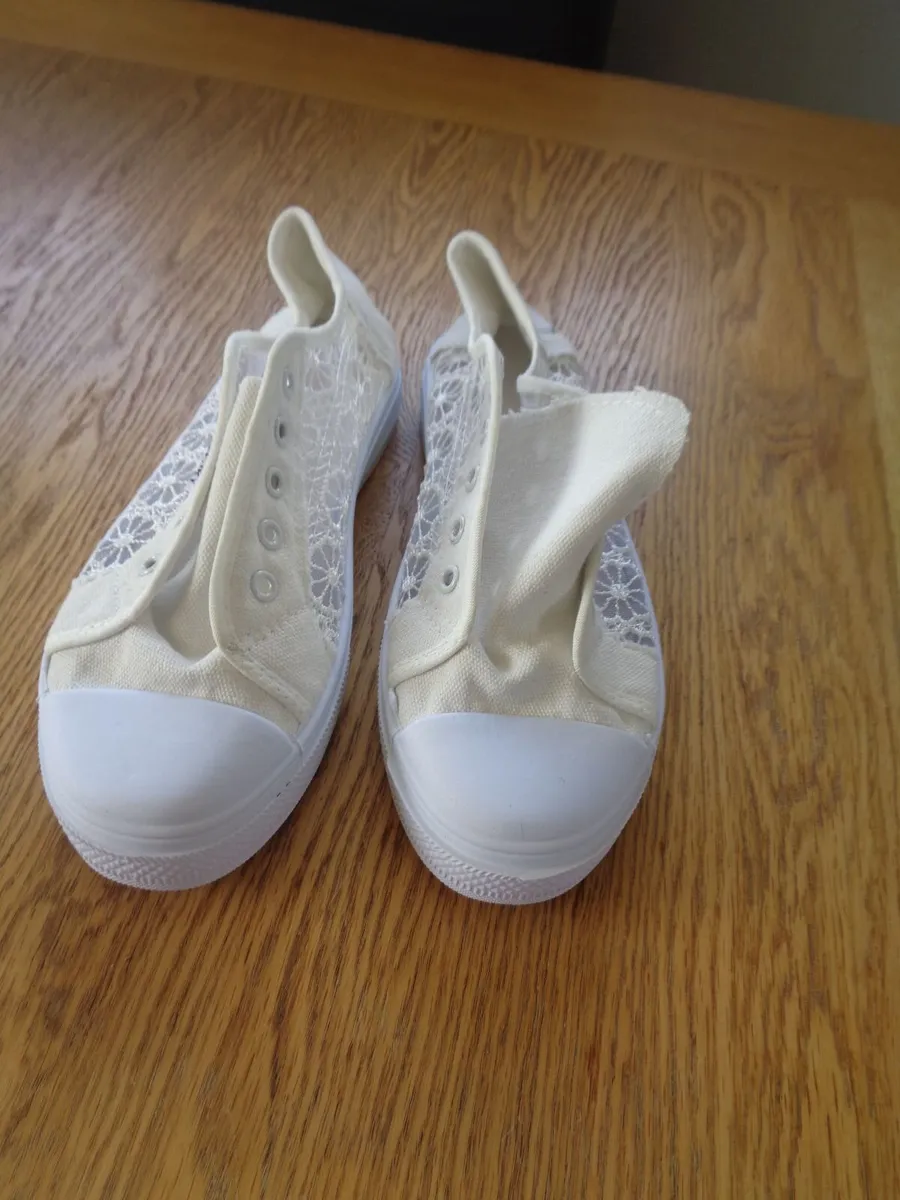 Ladies White, Summer Lace Trainers for Sale - Image 4