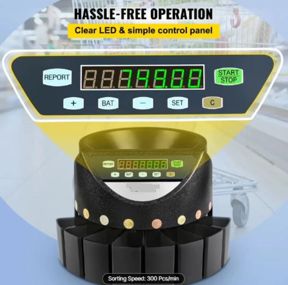Euro Coin Counter Sorter 500-1000 Coins Electroni - Image 3