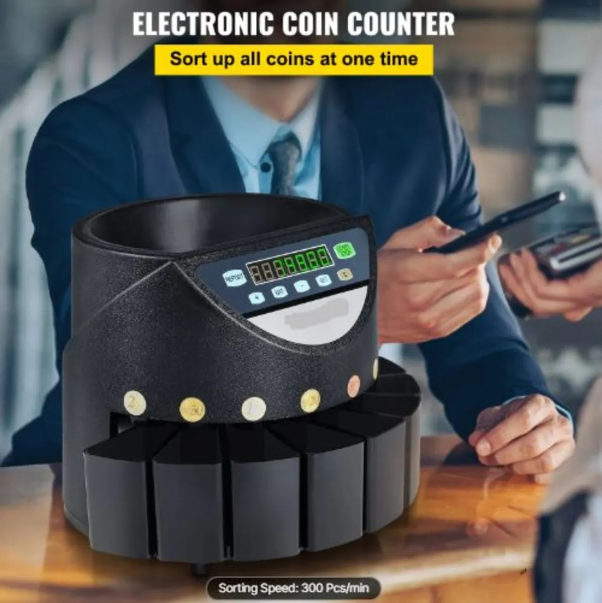 Euro Coin Counter Sorter 500-1000 Coins Electroni - Image 4