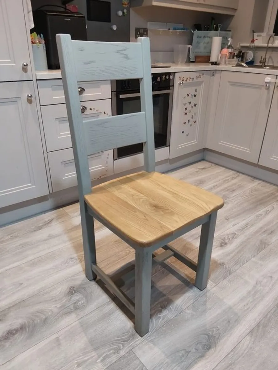 Solid wood grey dining chairs - Image 1