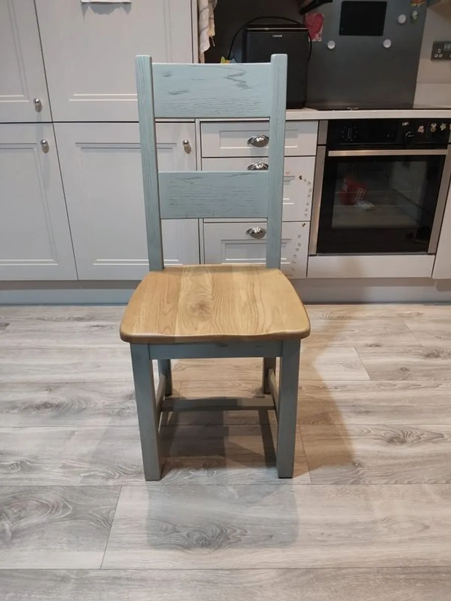 Solid wood grey dining chairs - Image 3
