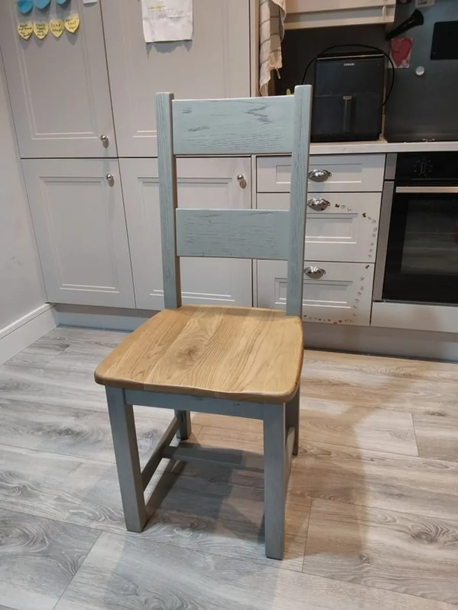 Solid wood grey dining chairs - Image 4