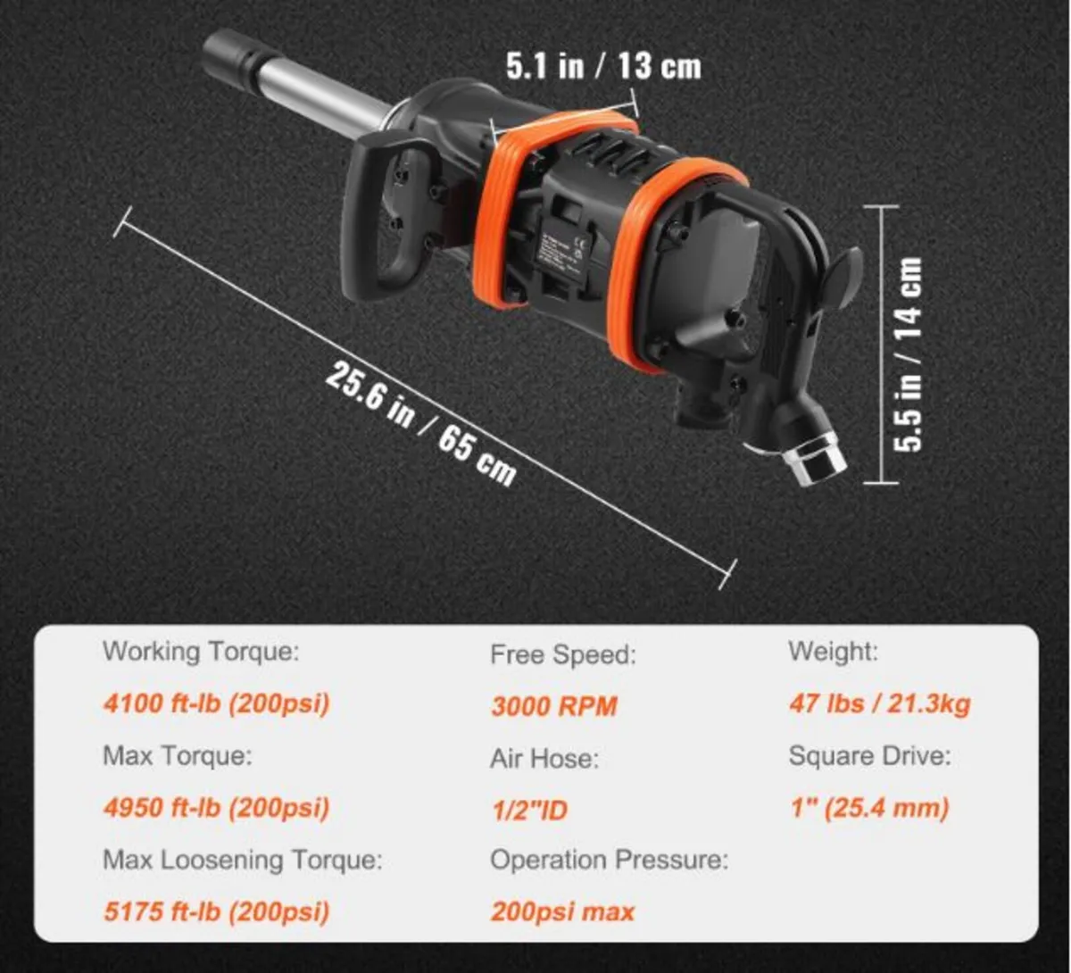 1 Inch Air Impact Wrench, Up to 5175 ft-lbs Beast - Image 2