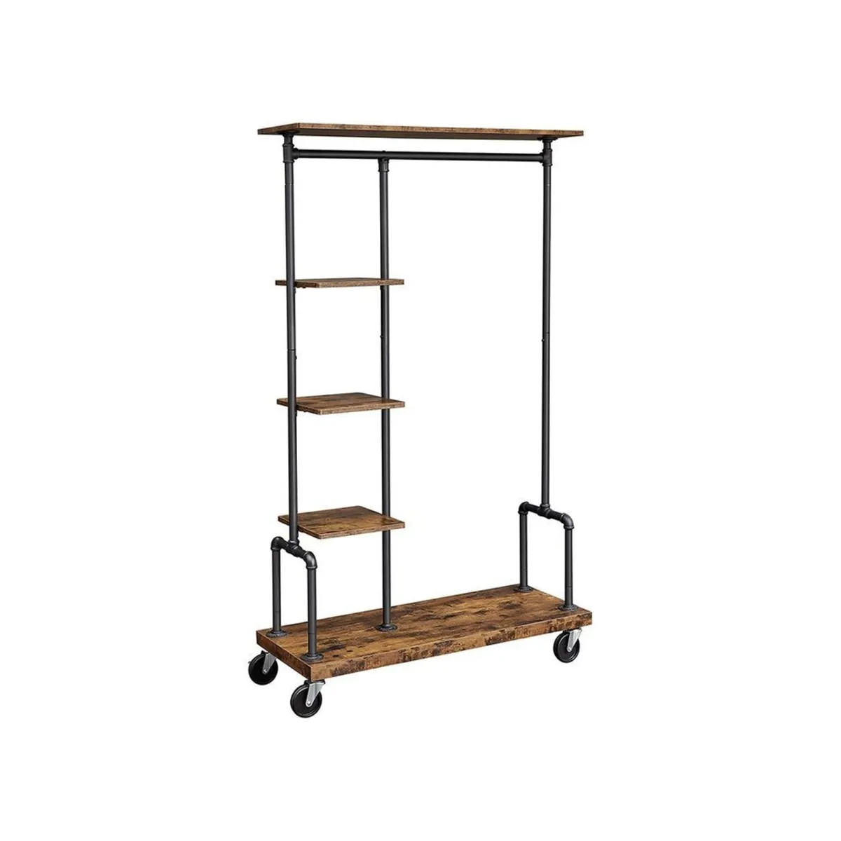 Industrial Clothes Rack with Shelves and Wheels – - Image 4
