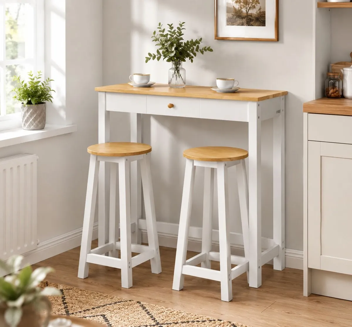 Dining table and 2 Stools - Image 1