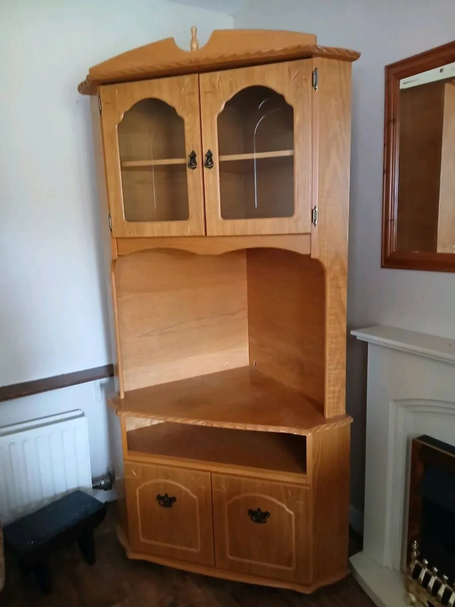 Veneered Pine Corner Cabinet - Image 1
