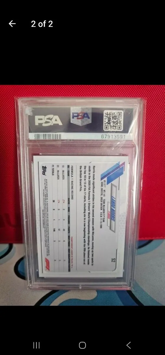 2012 Lando Norris Topps Chrome PsA 10 - Image 3