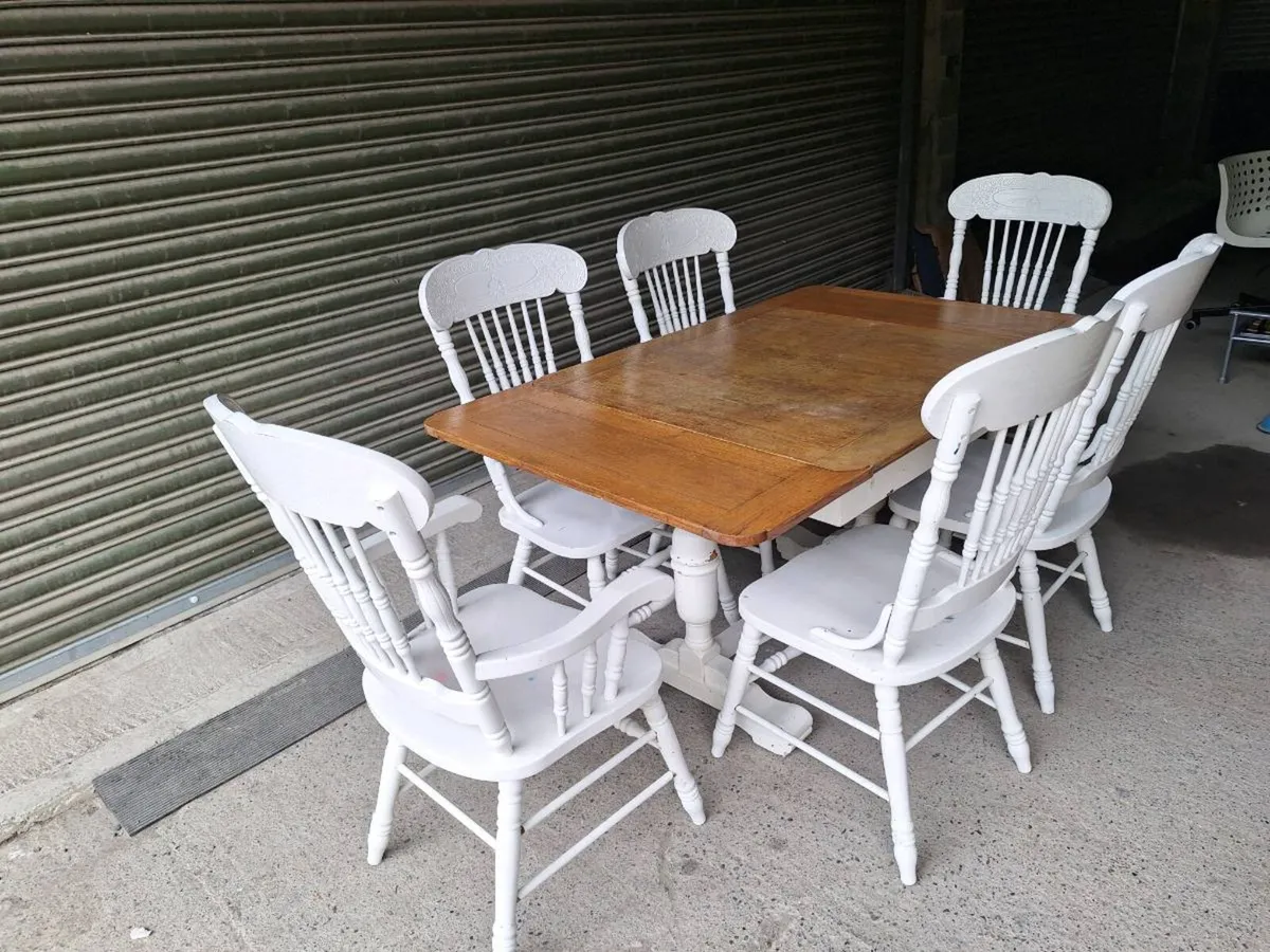 Solid Oak Dining Table & 6 Chairs (DELIVERY) - Image 4