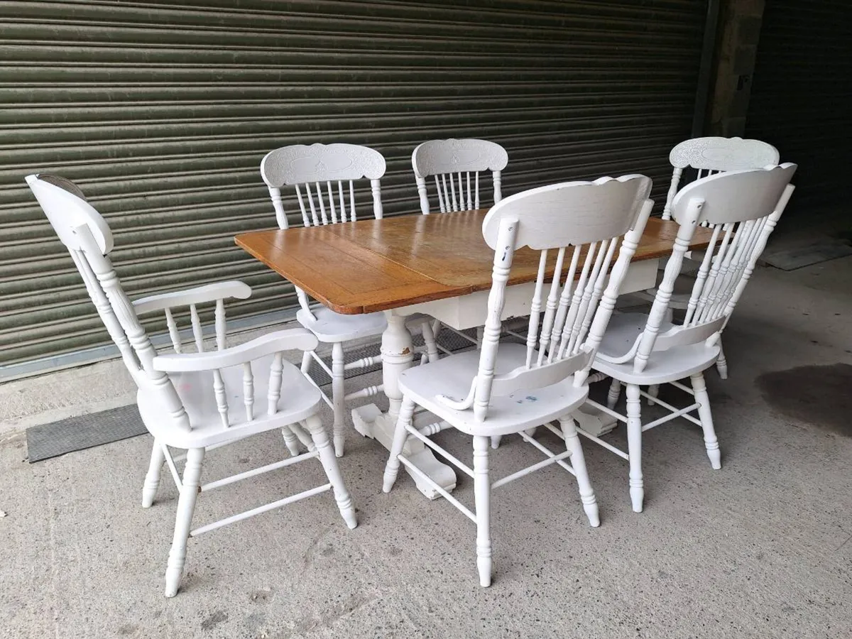 Solid Oak Dining Table & 6 Chairs (DELIVERY) - Image 1
