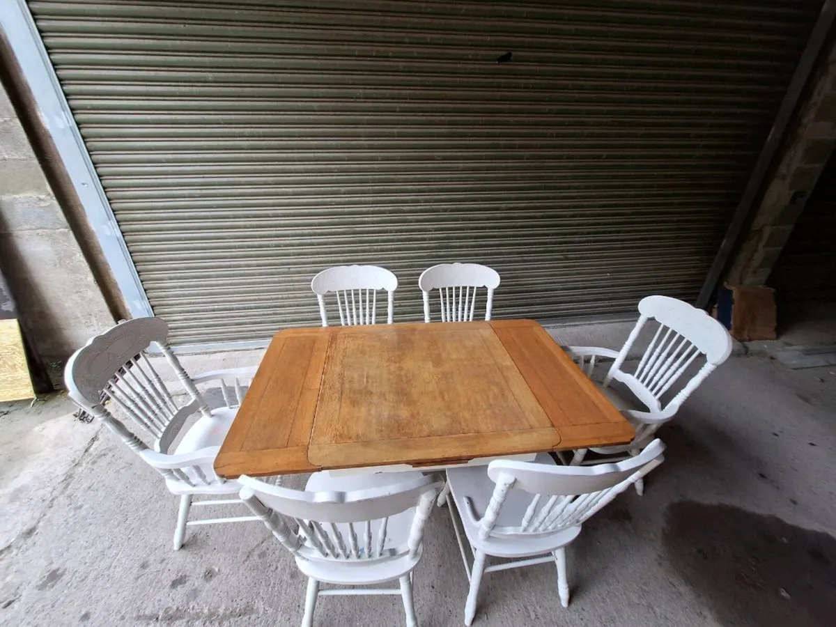 Solid Oak Dining Table & 6 Chairs (DELIVERY) - Image 2