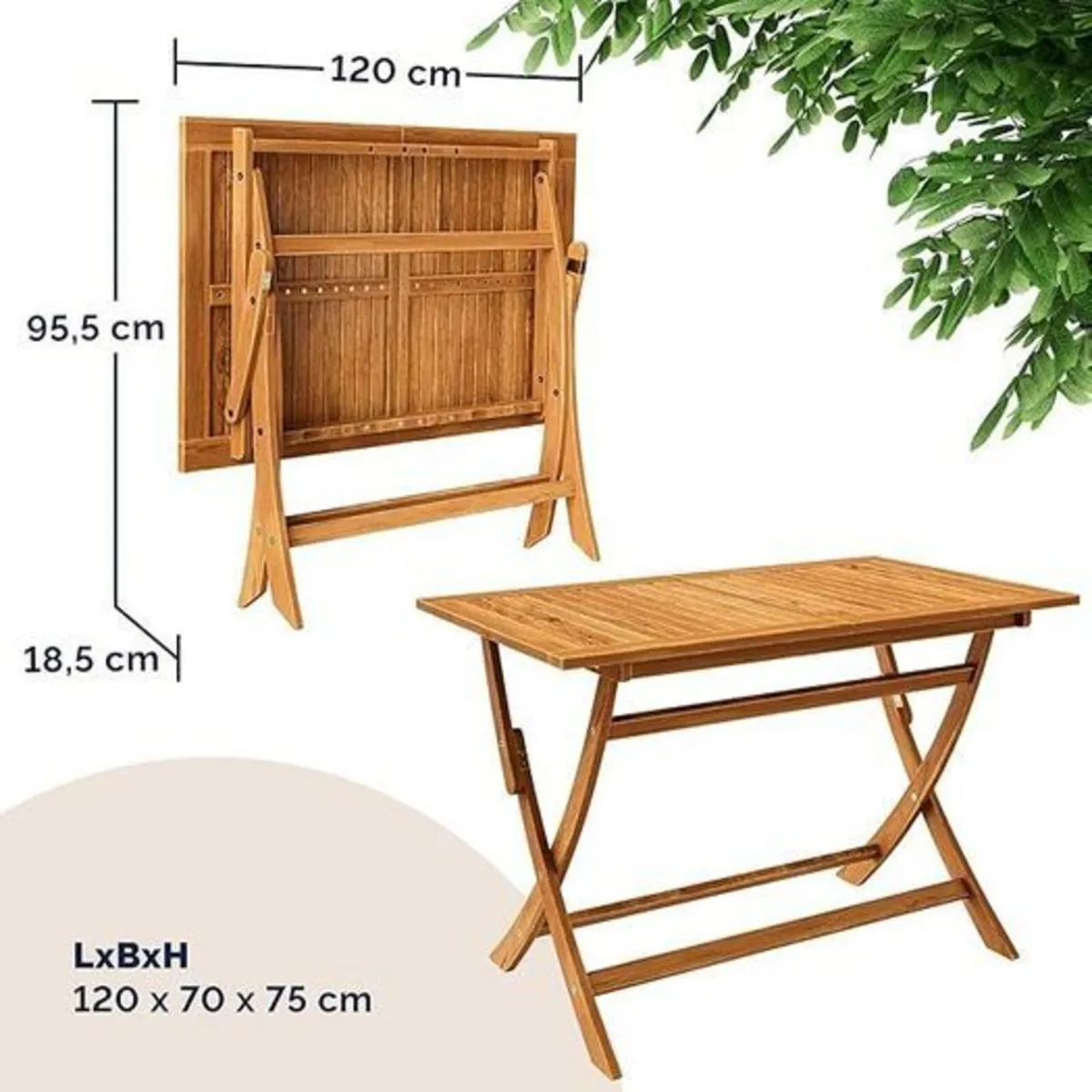 5 Piece Acacia Wood Garden Furniture Set Folding T - Image 2