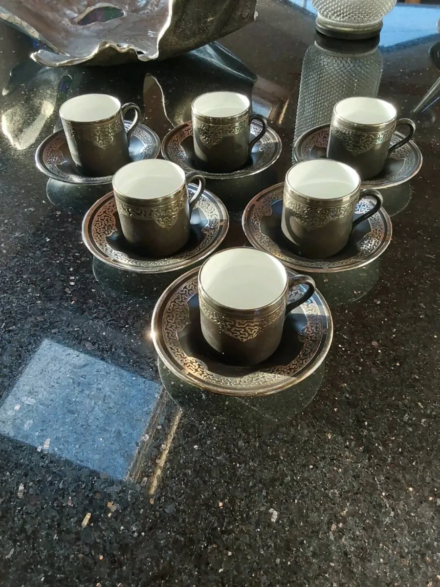 Antique Shelley Coffee Cups & Saucers - Image 1