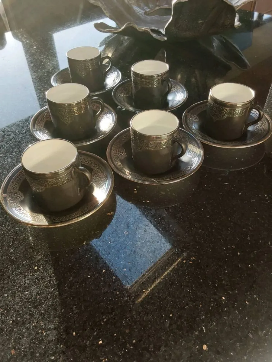 Antique Shelley Coffee Cups & Saucers - Image 3