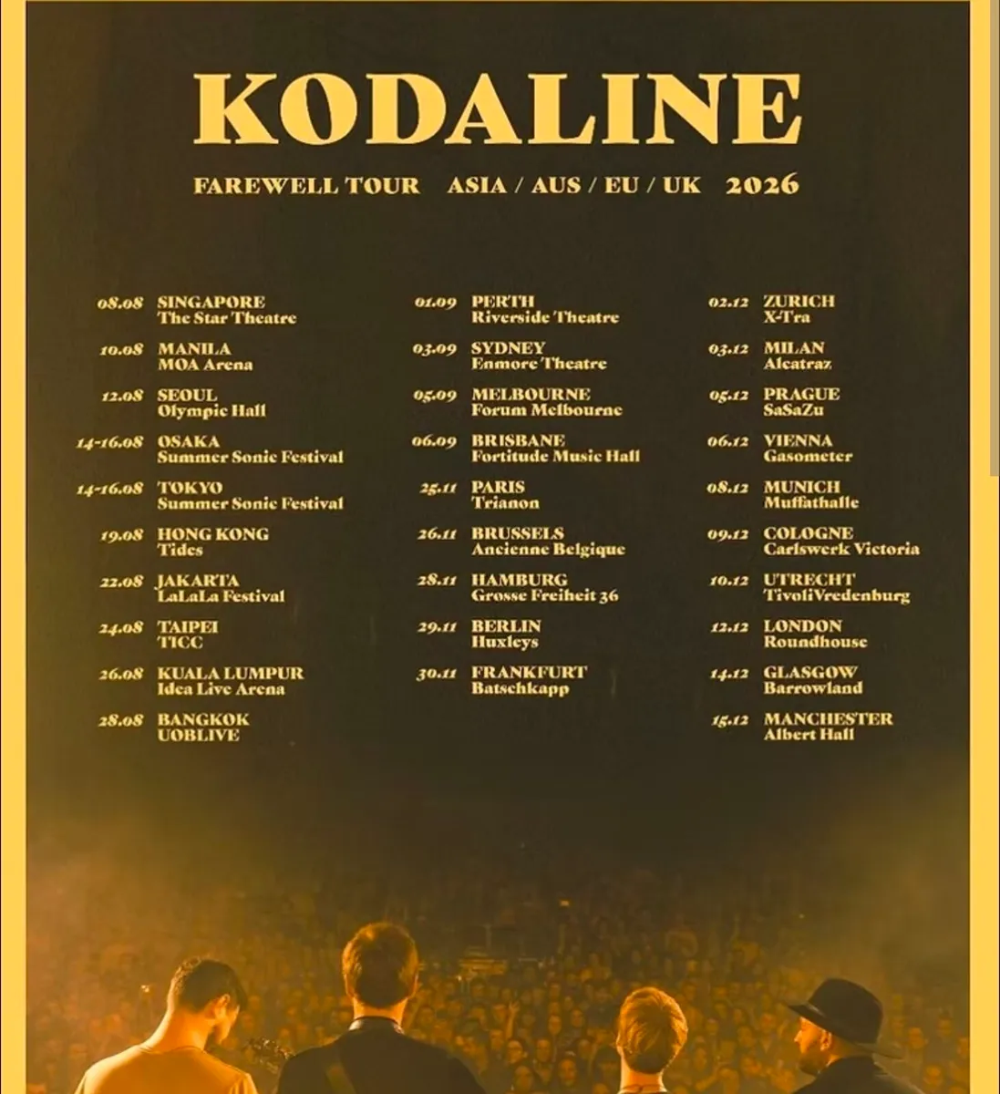3x Kodaline Tickets 19th June Cork
