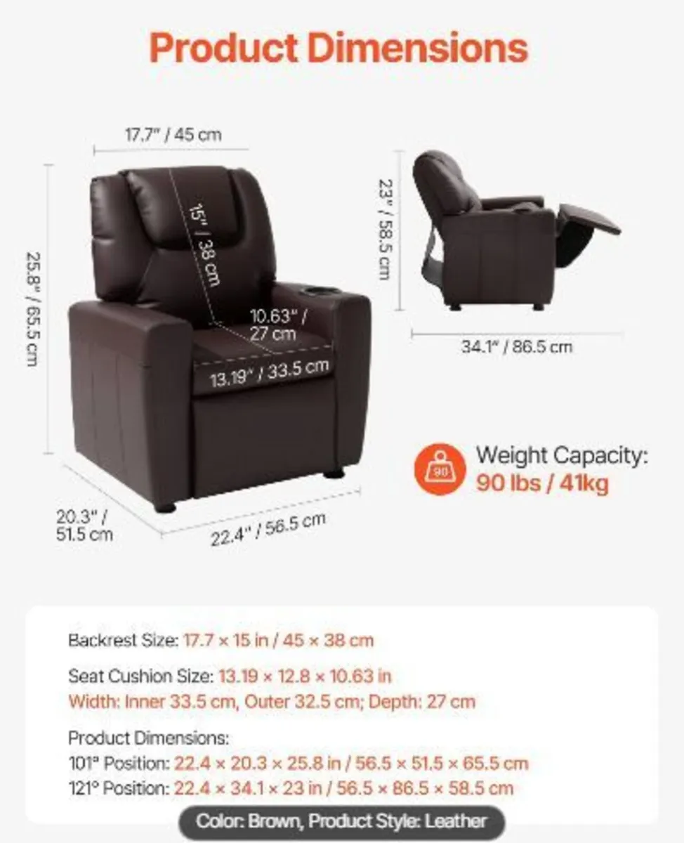 Kids Reclining Chair, Toddler Recliner - Image 3