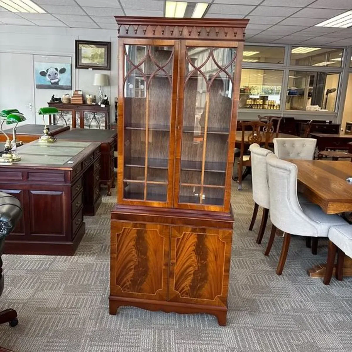 19th century style mahogany bookcase & cupboards b