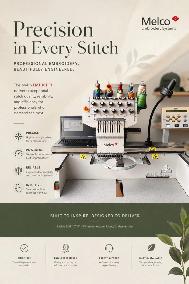Melco single head embroidery machine - Image 1