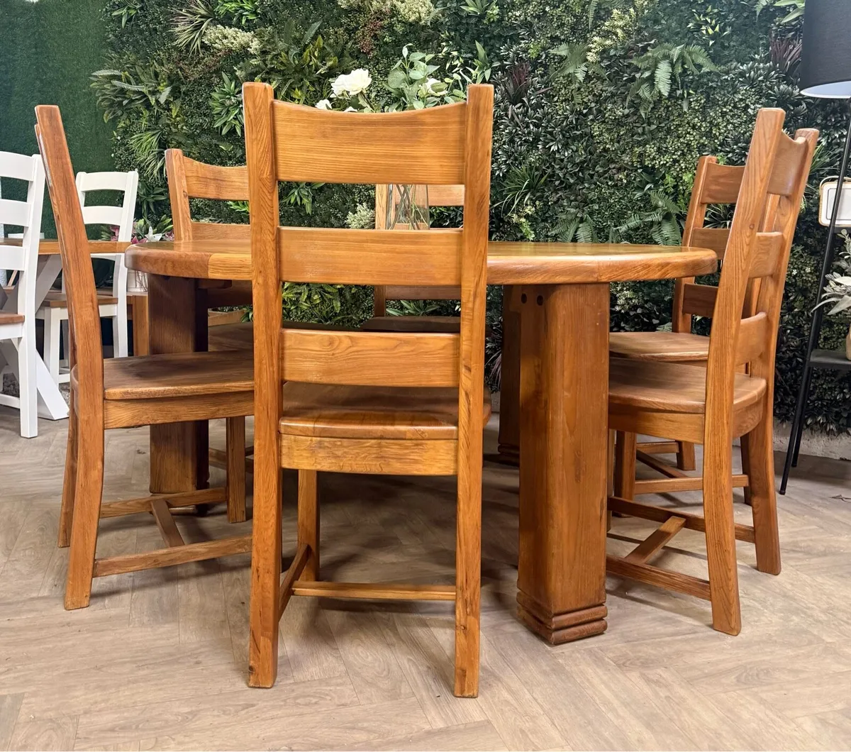 Natural oak kitchen table & 6 chairs - Image 4