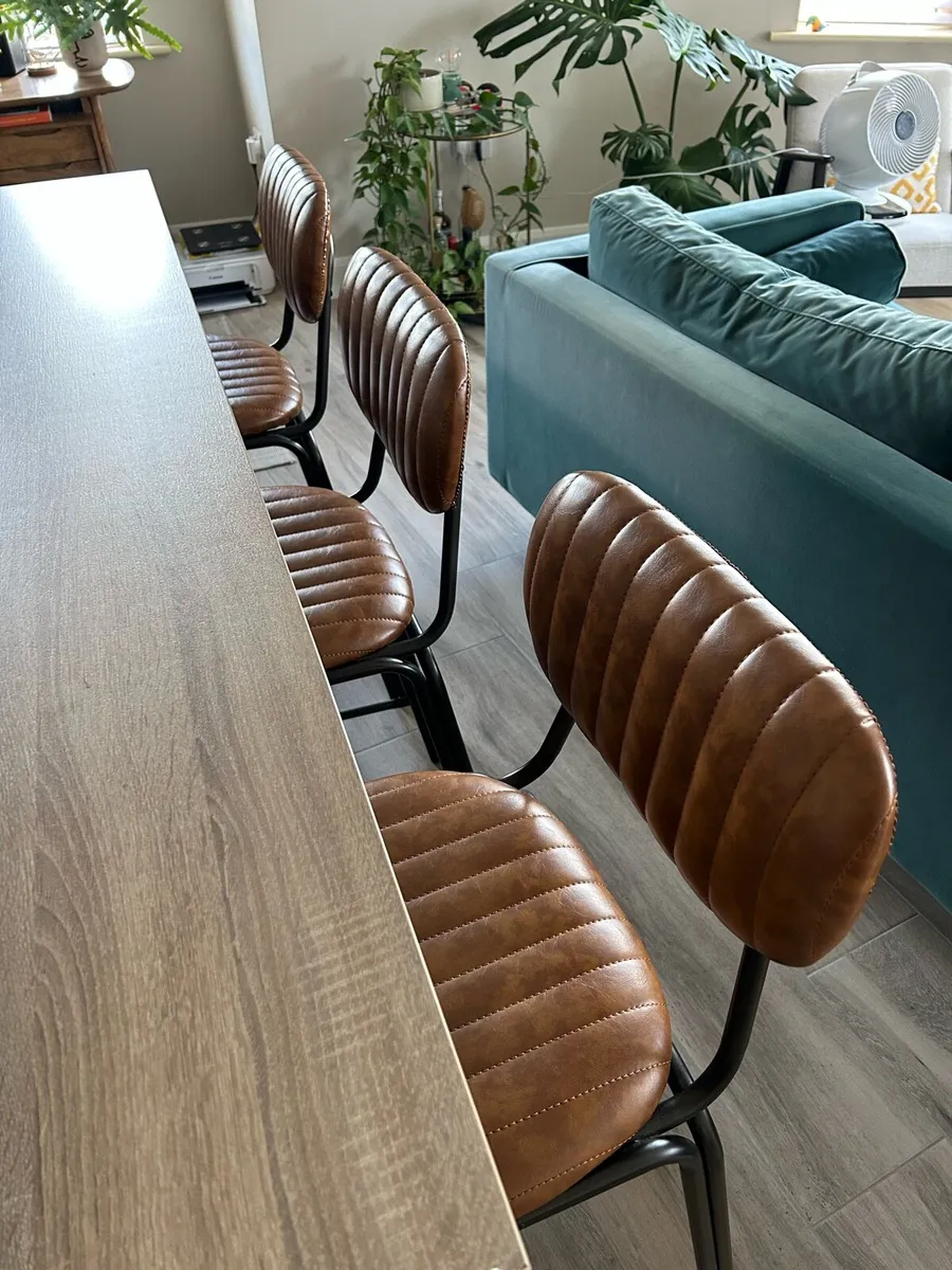 3x Cult Furniture Bar Stools - Tan Faux Leather - Image 3