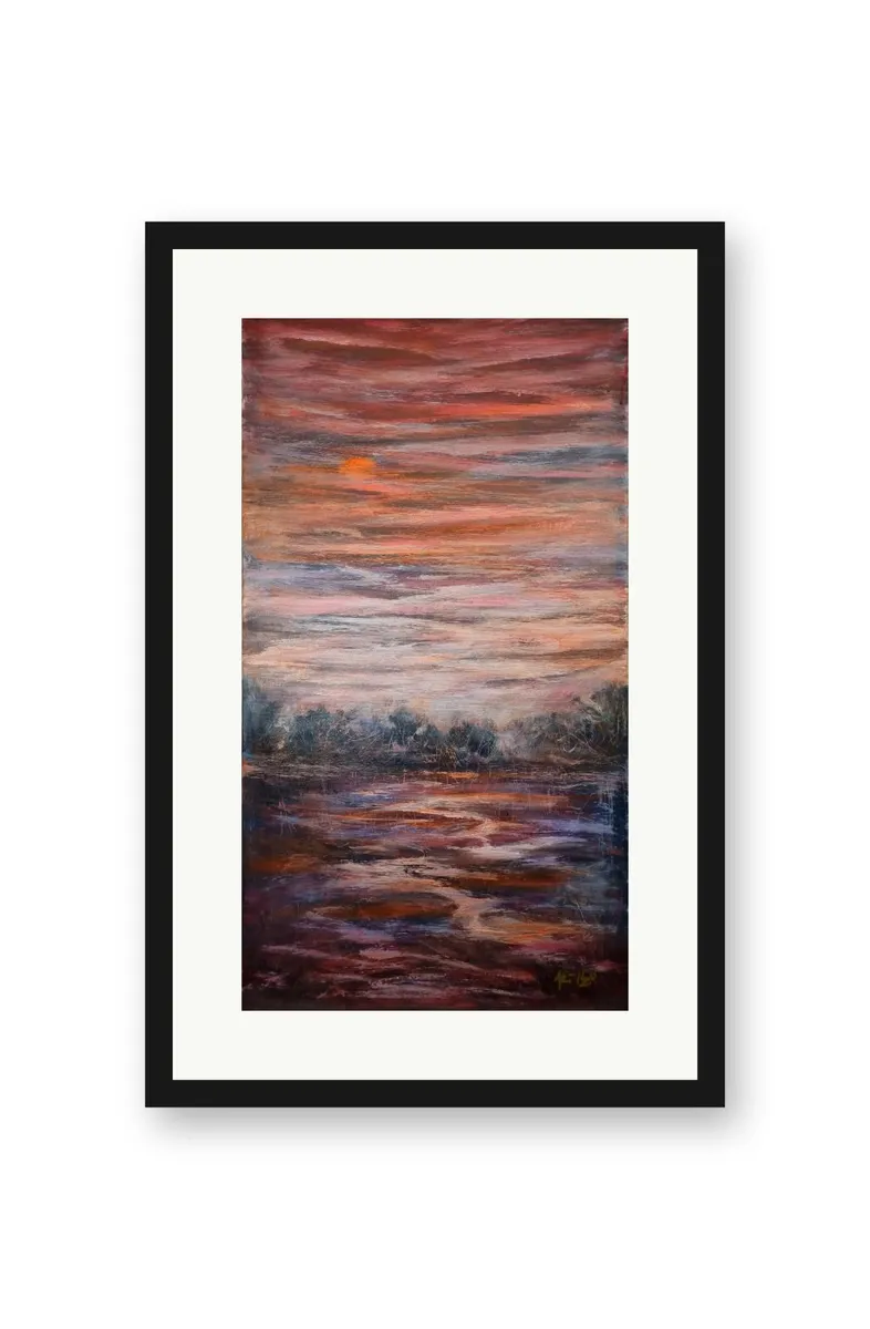 Sunset Orange Acrylic Landscape 50x90cm canvas - Image 3
