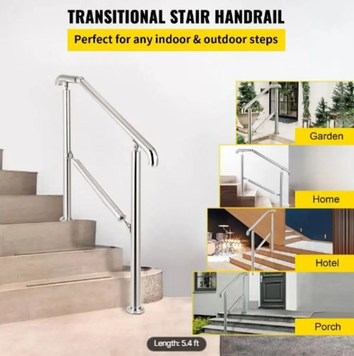 5 Step Railing Stainless Steel Transitional Handra - Image 2