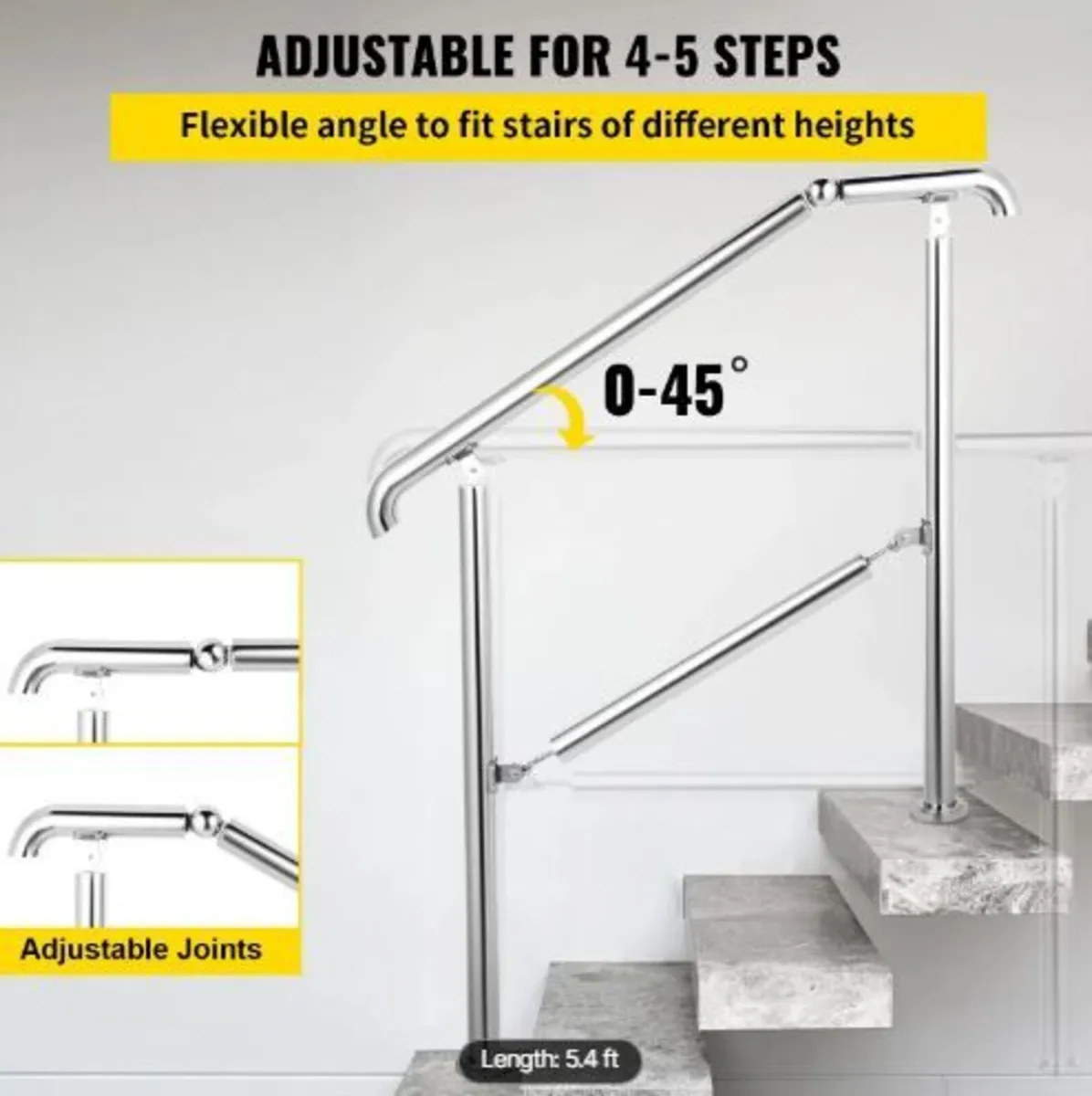 5 Step Railing Stainless Steel Transitional Handra - Image 3