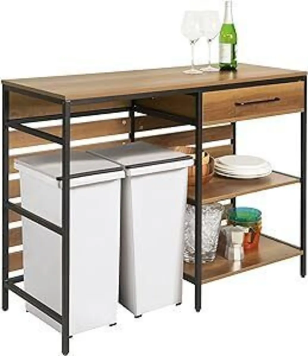 Vintage Panel style table with drawer and shelves - Image 3