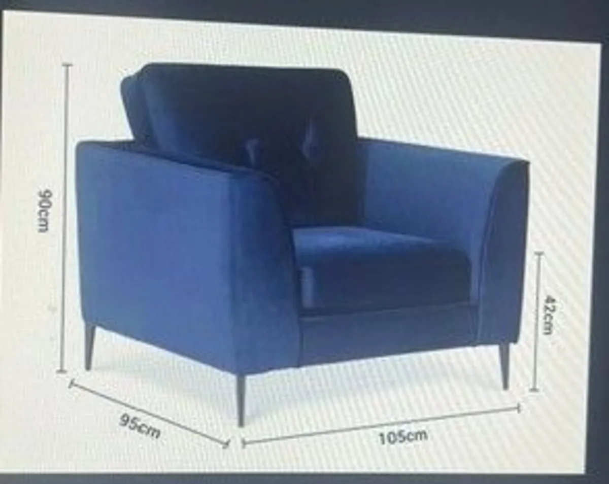FOR SALE: Navy 3‑Seater Couch + Matching Armchair - Image 1