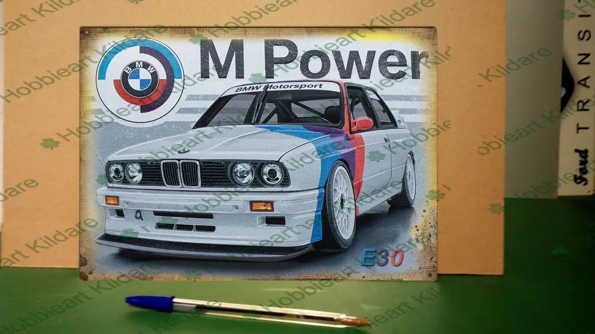 BMW E30 M power tin sign - Image 2