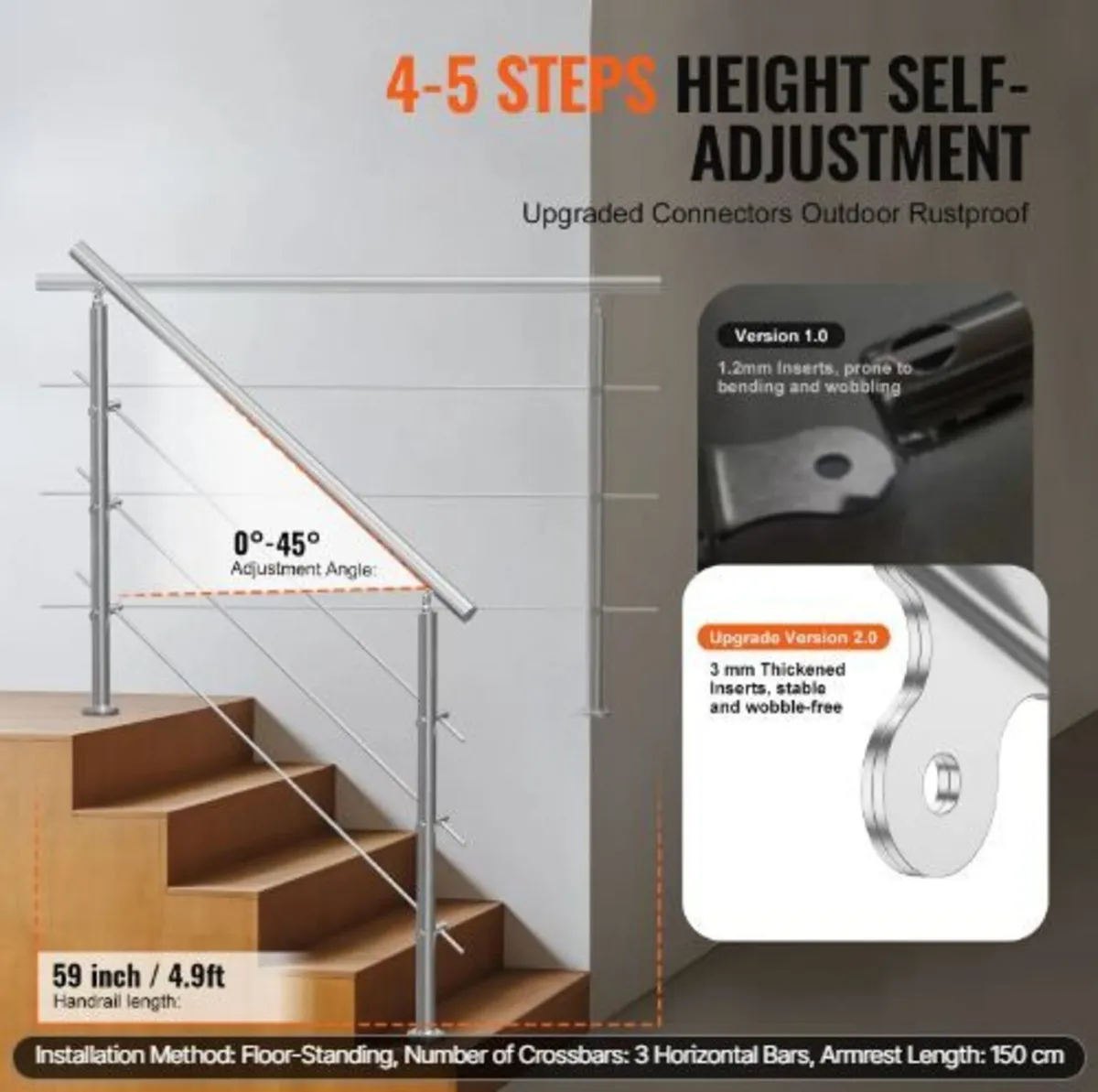 149.9 cm Handrails for Outdoor Steps 3 - Image 3