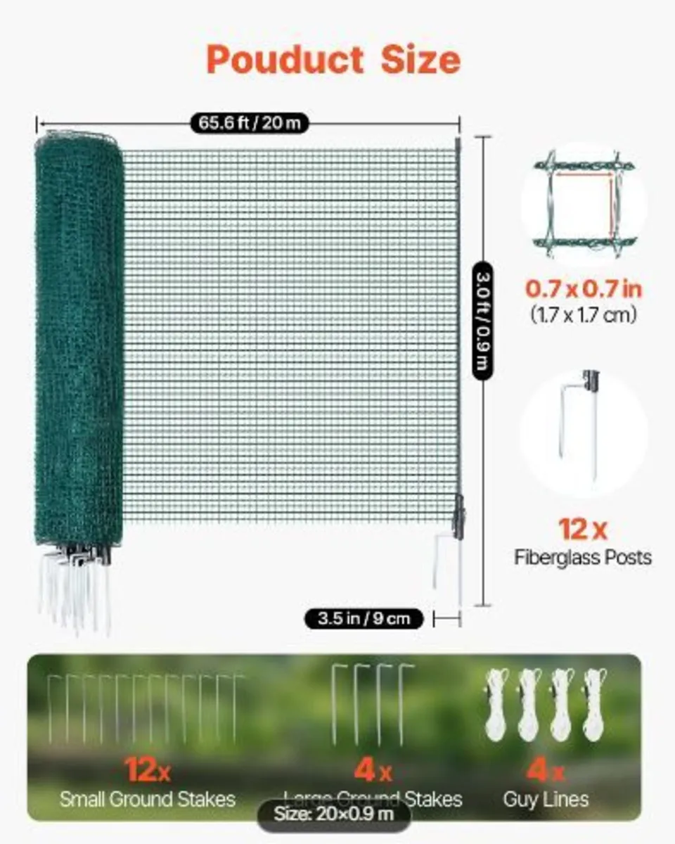 Temporary Fence with Posts, 0.9 x 20m Plastic - Image 2