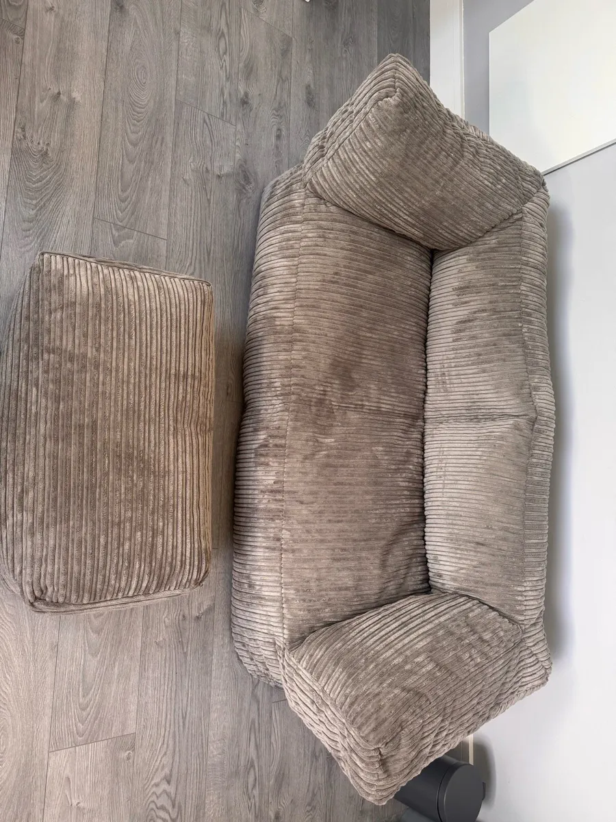 BEAN BAG SOFA - Grey - 2 Seater- With Pouffe! - Image 2