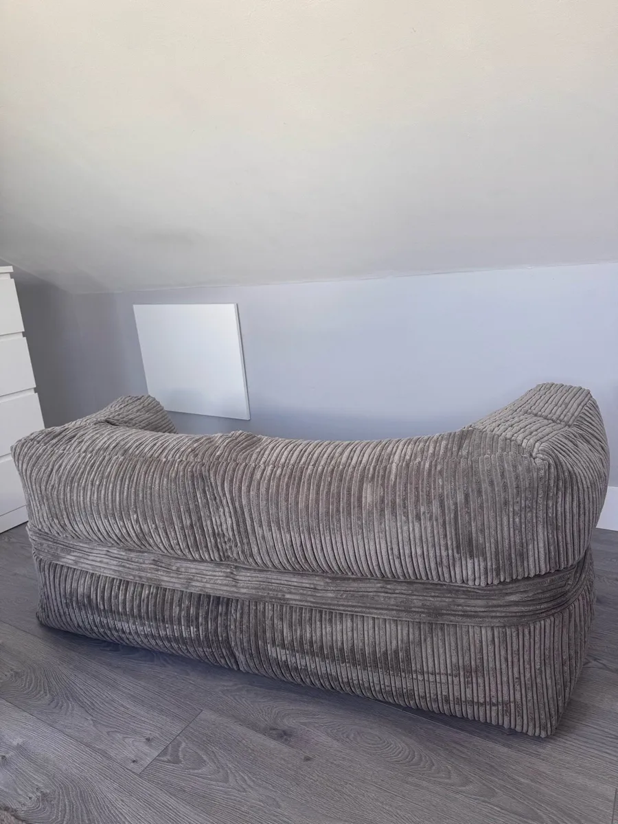 BEAN BAG SOFA - Grey - 2 Seater- With Pouffe! - Image 3