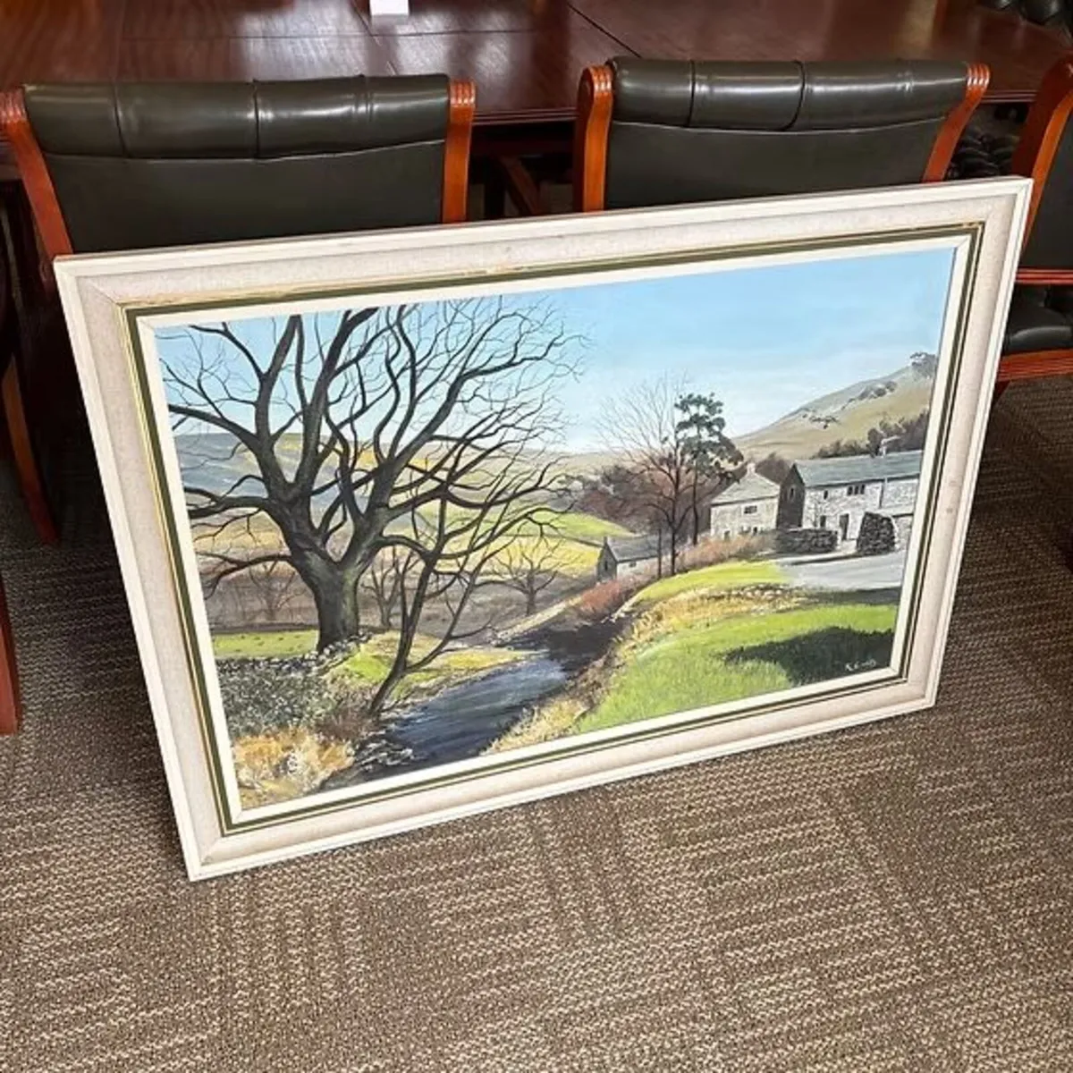 Landscape oil on canvas painting mid to late 20th