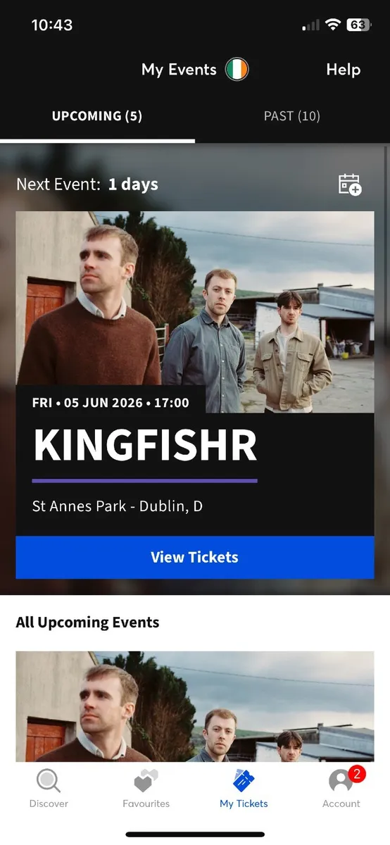 2 x Kingfishr tickets St Anne’s Park