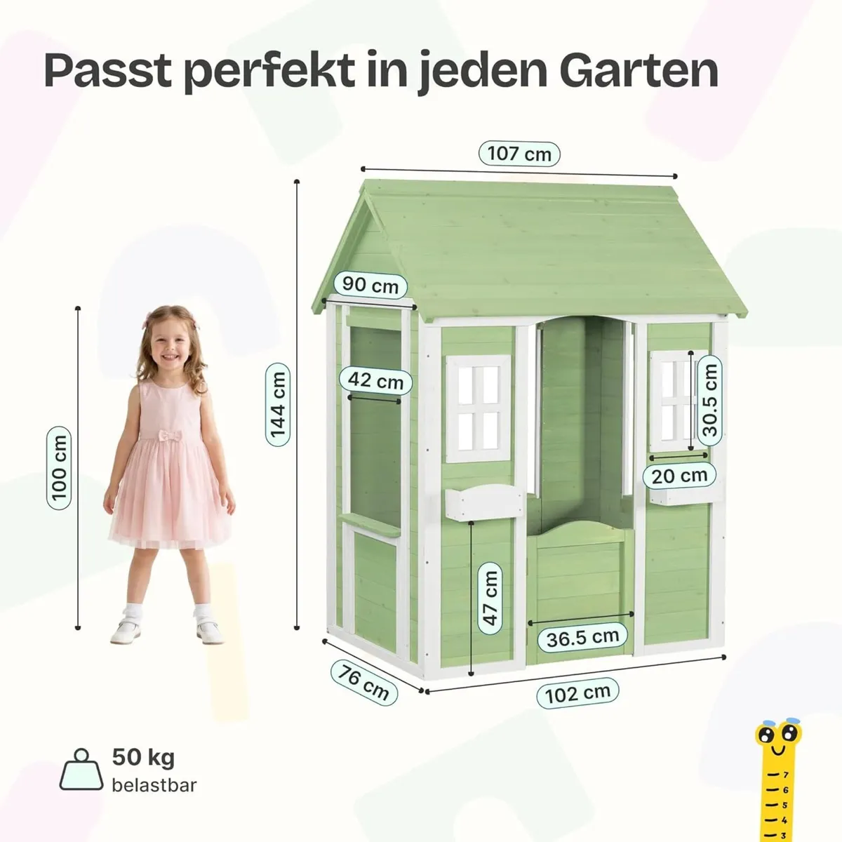 Wooden Kids Garden Playhouse with Planters 144cm O - Image 3
