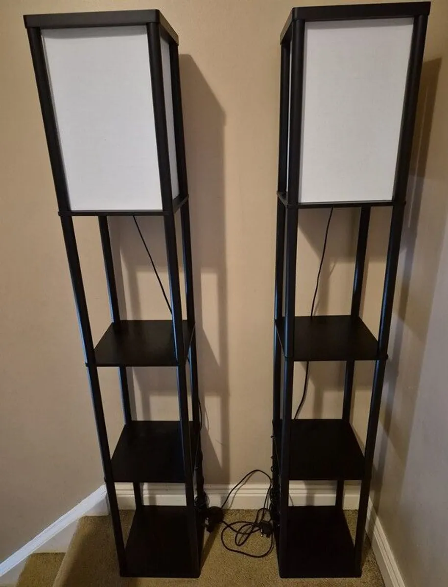 Pair of Modern Shelf Floor Lamps
